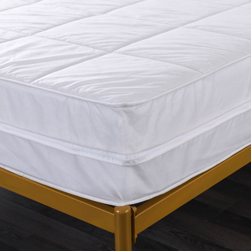 Permafresh Antibacterial Water Resistant All-In-One Mattress Pad & Protector, Wh