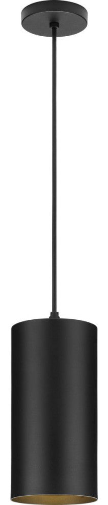 Cylinder 6" 1-Light LED Modern Outdoor Pendant Hanging Light, Black