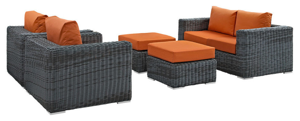 Canvas Tuscan Summon 5-Piece Outdoor Patio Sunbrella Sectional Set