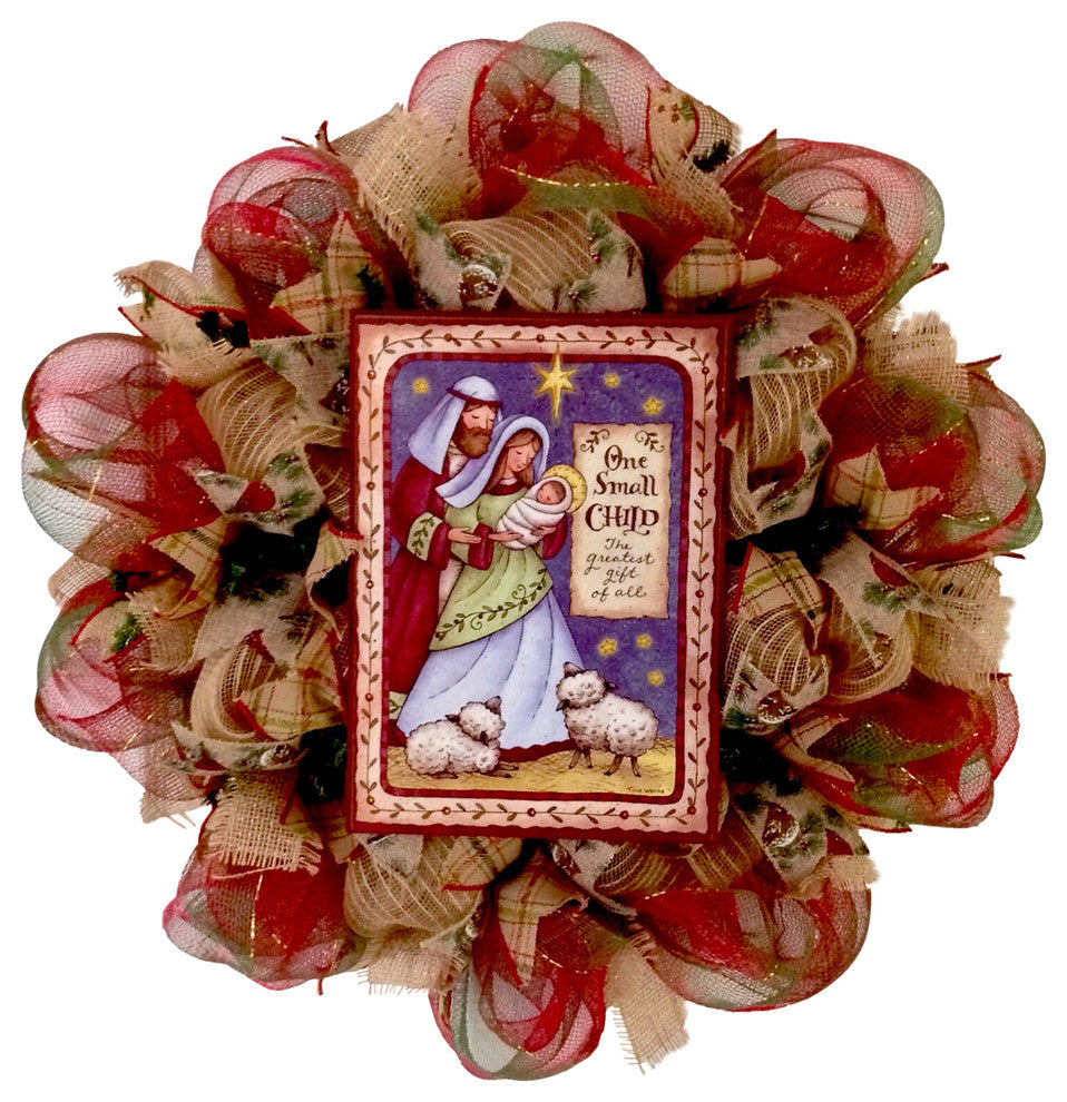 One Small Child The Greatest Gift Of All Christmas Deco Mesh Wreath Handmade