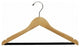 Wooden Suit Hanger With Velvet Bar, Natural/Chrome Finish, Box of 100
