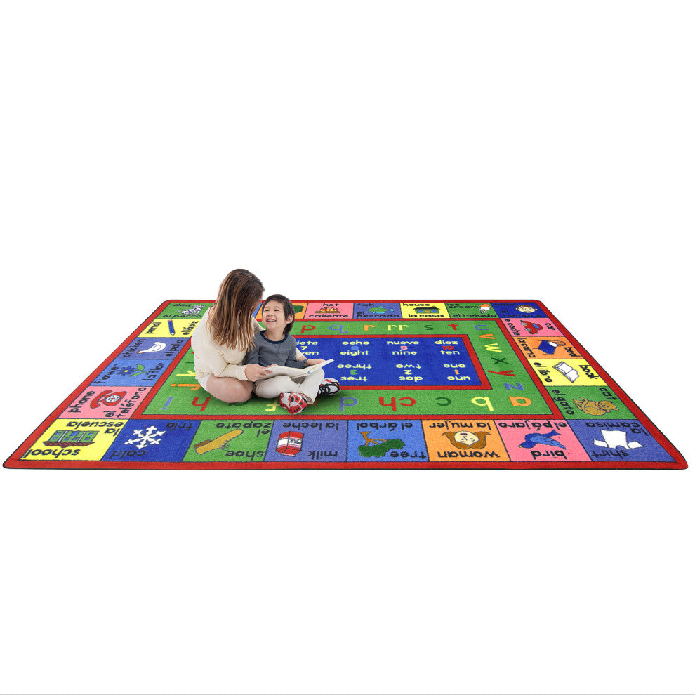 Lengualink, Spanish 10'9" X 13'2" Area Rug, Color Multi
