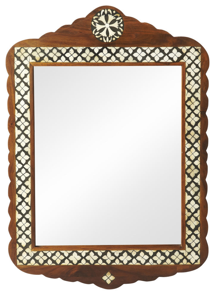 Butler Gabby Wood and Bone Inlay Wall Mirror