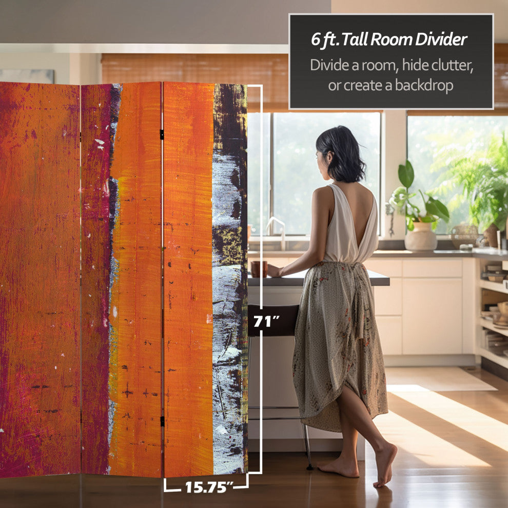 6' Tall Double Sided Autumn Woods Canvas Room Divider