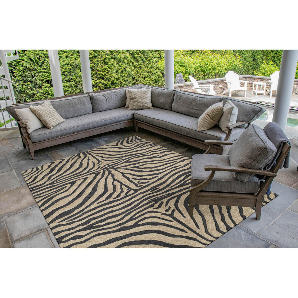 Ravella Zebra Indoor/Outdoor Rug, Black, 8'3"x11'6"
