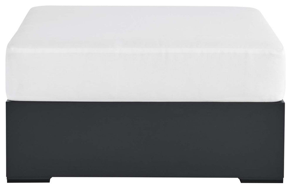 Tahoe Outdoor Patio Powder-Coated Aluminum Ottoman - Gray White