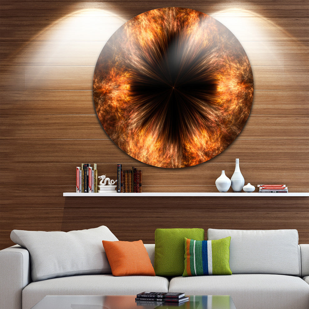 Fractal Black Brown Flower, Abstract Floral Disc Metal Wall Art, 23"