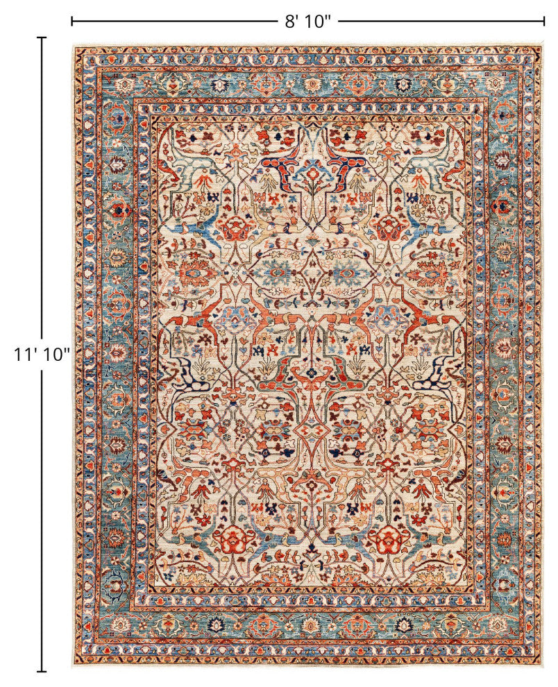 Serapi One-of-a-Kind Hand-Knotted Area Rug Ivory, 8'10" x 11'10"