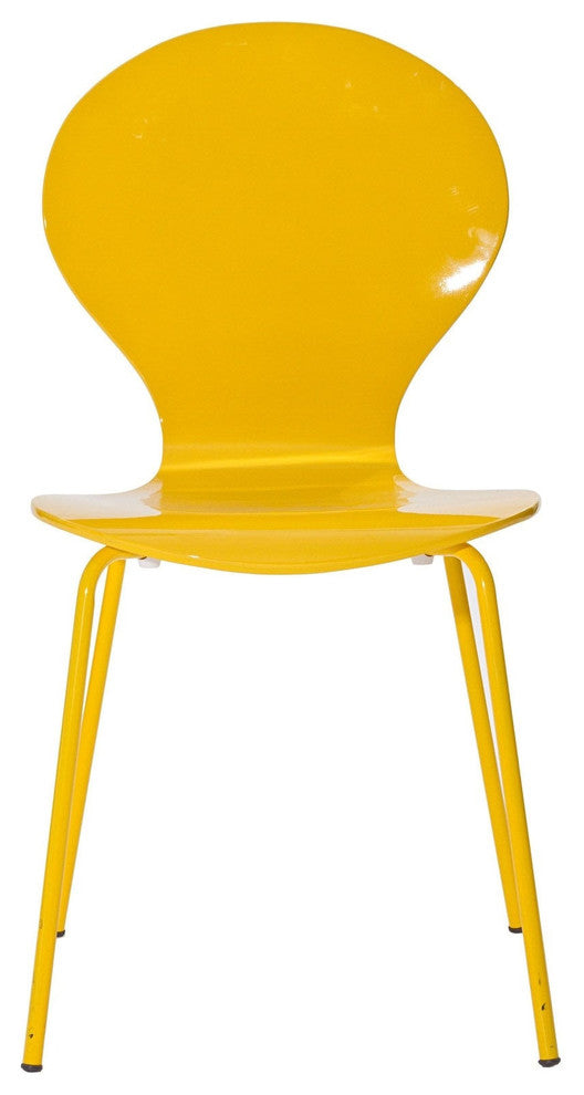 Modern Contemporary Kitchen Wood Dining Side Chair Yellow