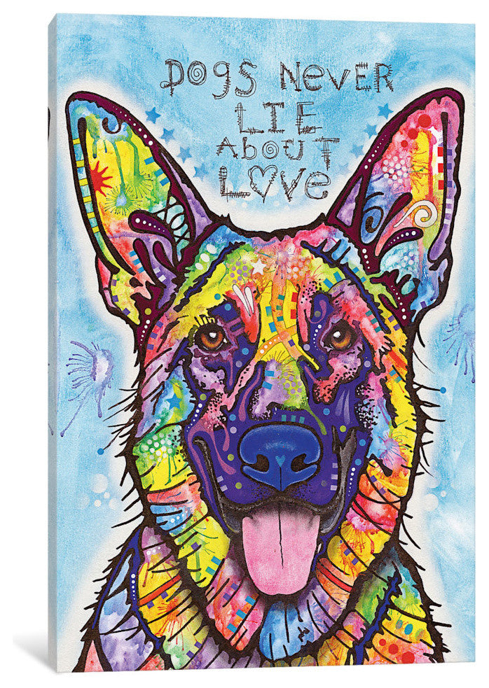 "Dogs Never Lie About Love" by Dean Russo, 26x18x1.5"