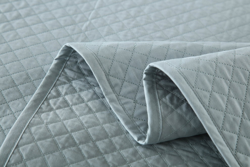 Cottonpure 100% Cotton Diamond Quilt , Blue, Full/Queen