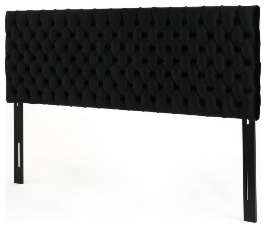 GDF Studio Jezebel Tufted King/ Cal King New Velvet Headboard, Black
