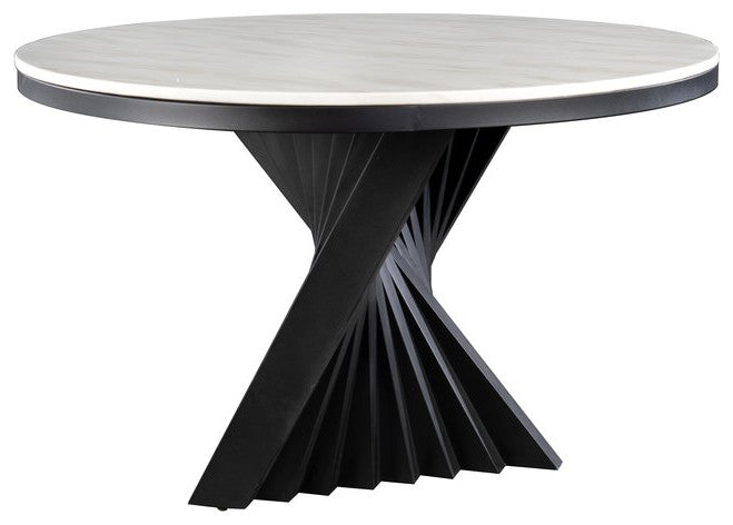 Waterfall Marble Top Round Dining Table, Black