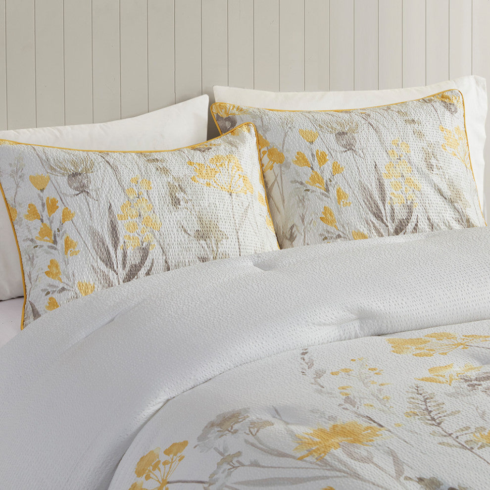 Madison Park Prairie 5 Piece Seersucker Comforter Set With Throw Pillows