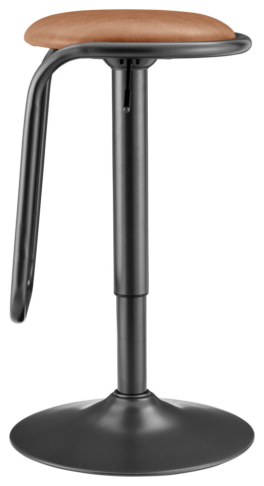 Elijah PU Gaslift Bar Stool,, Set of 2, Toasted Caramel