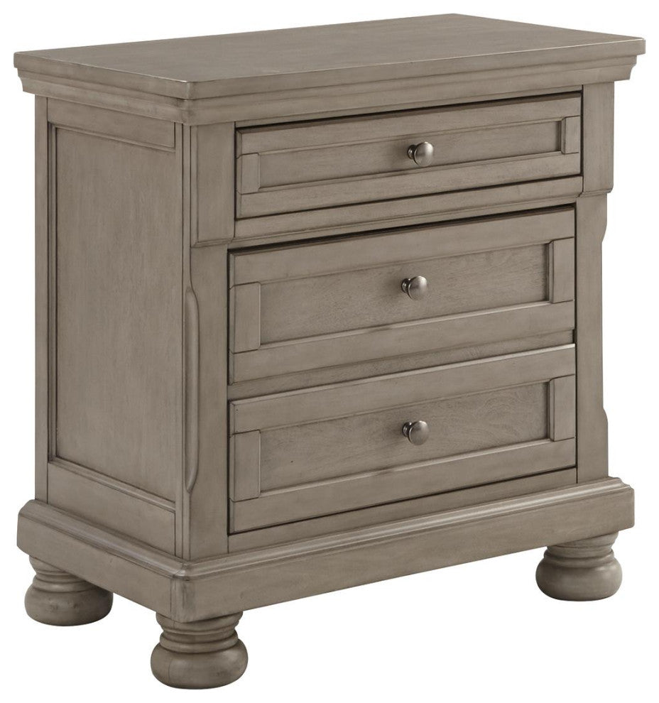 Lettner Light Gray Two Drawer Nightstand