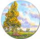 Green Trees In Evening, Landscape Photography Round Metal Wall Art, 11"