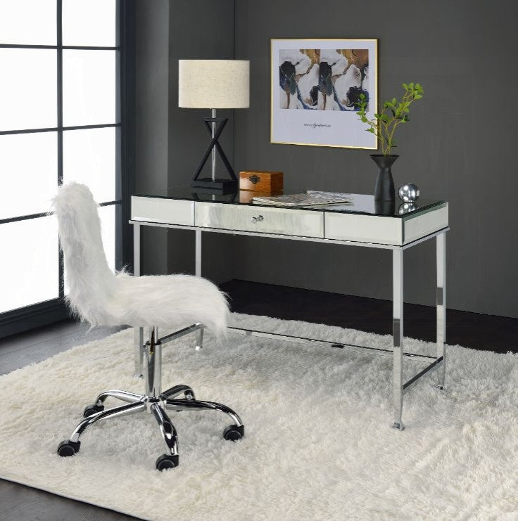 Canine Writing Desk, Mirrored and Chrome Finish