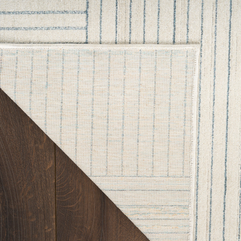 Nourison Washable Decor 5'3" x 7' Cream Blue Modern Indoor Rug