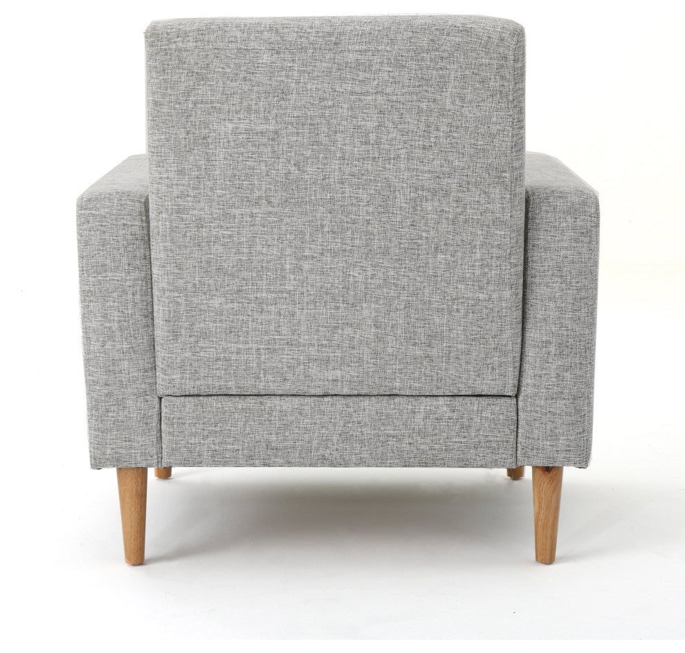 GDF Studio Stratford Mid Century Modern Fabric Club Chair, Light Gray Tweed