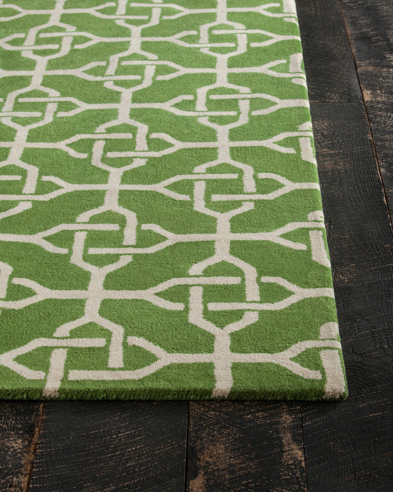 Davin Contemporary Area Rug, Green and Cream, 5'x7'