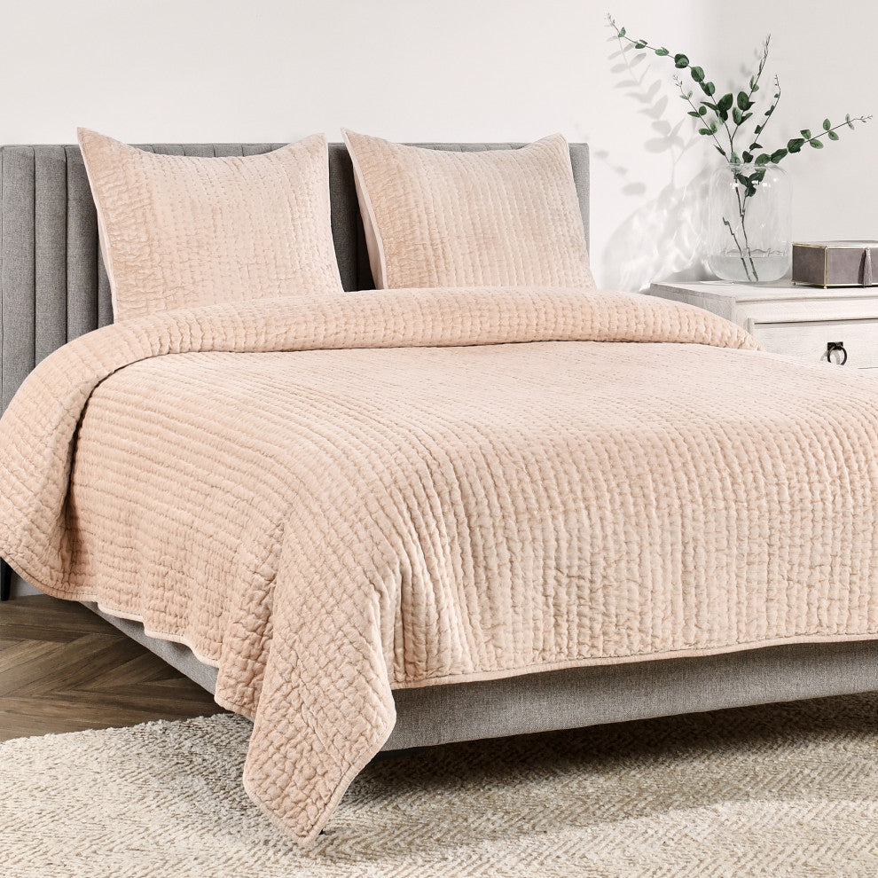 Dimitry 3-Piece 100% Rayon Velvet Quilt Set by Kosas Home