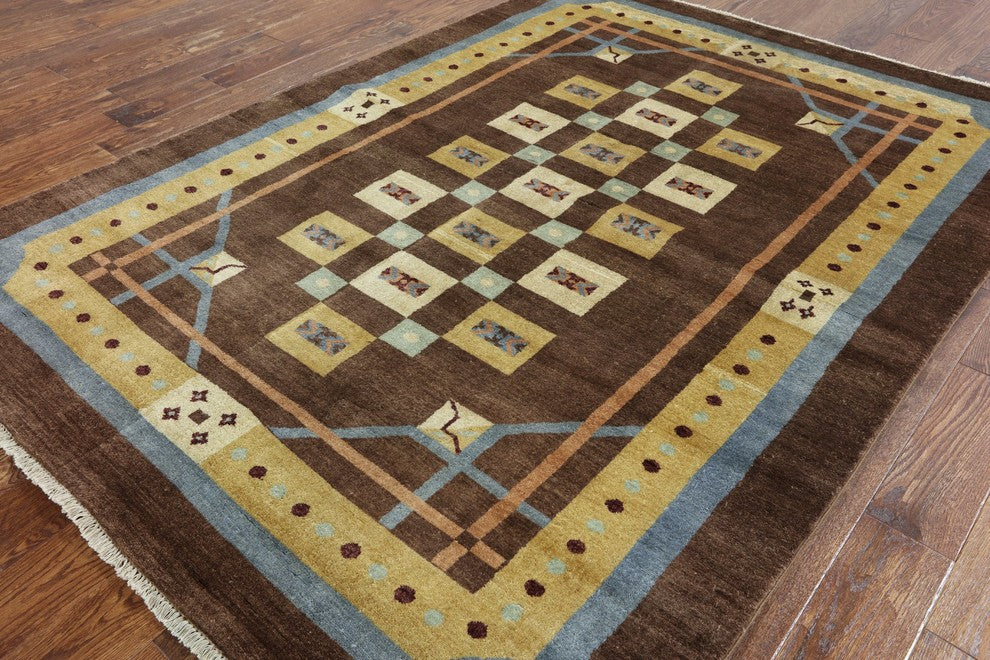 Oriental Gabbeh Hand Knotted Area Rug 6'x8', W2044