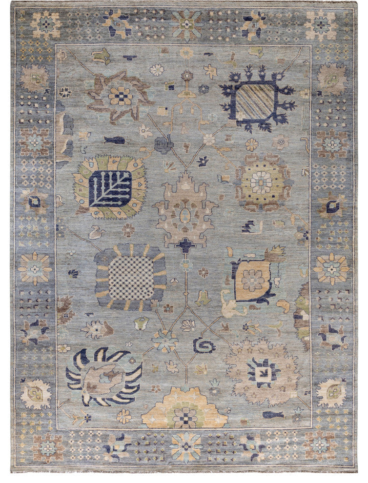 Oushak One-of-a-Kind Hand-Knotted Area Rug Light Gray, 10'0" x 13'8"
