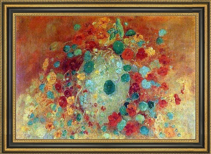 Odilon Redon Nasturtiums - 18" x 27" Framed Premium Canvas Print