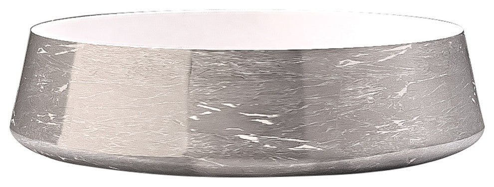 Exte Luxe Bathroom Vessel Sink, White and Silver