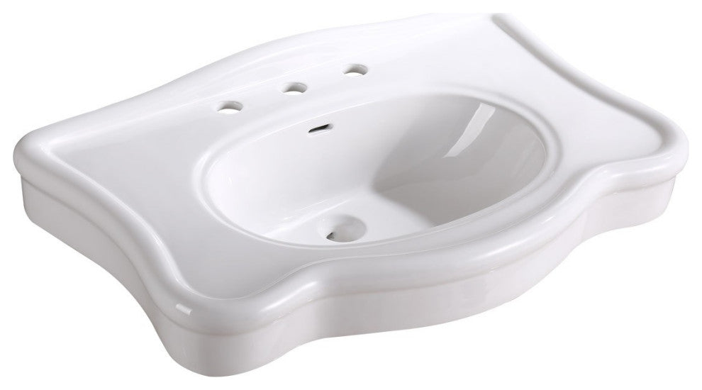 Bathroom Console Sink Deluxe Counter Top White Porcelain Renovators Supply