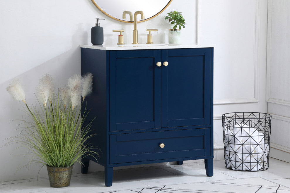 Single 18" Bathroom Vanity (Blue), Blue, 30