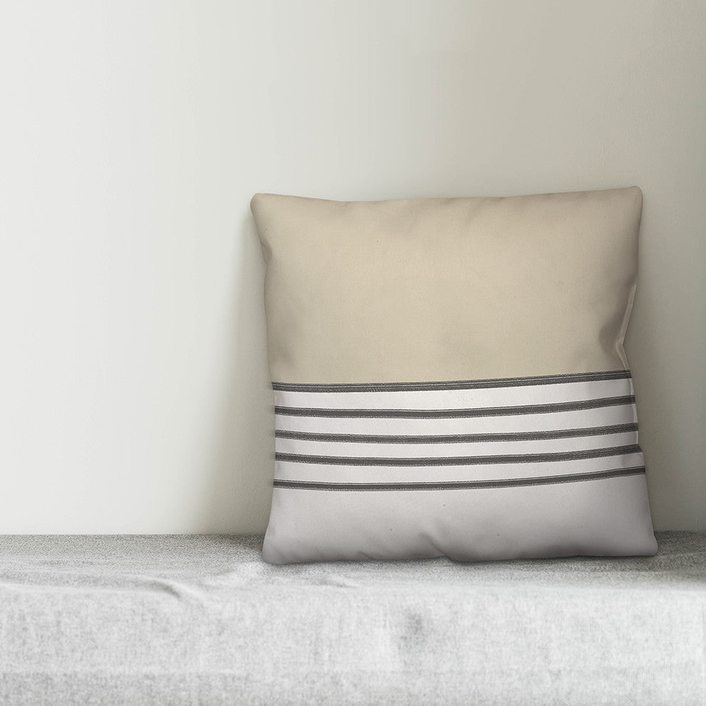 Taupe Stripes 18x18 Throw Pillow