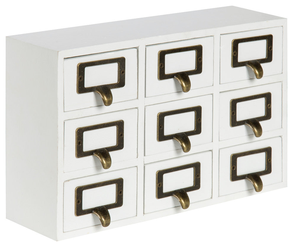 Desktop Organizer Wood Apothecary Drawer Set, White