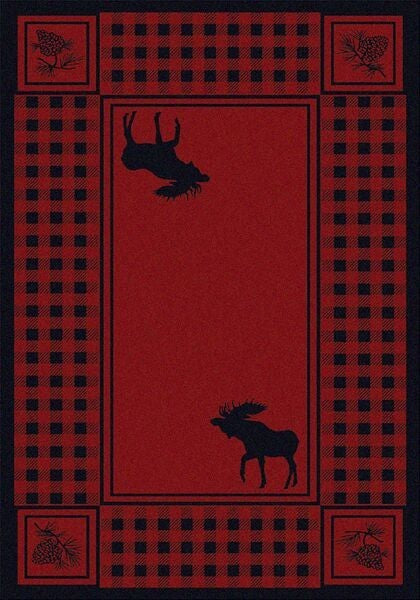 Moose Refuge Rug, Red, 5'x8', Rectangle