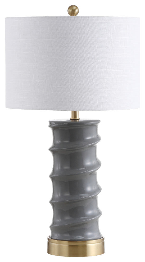 Taipei 28" Ceramic LED Table Lamp, Dark Gray, Gold, White