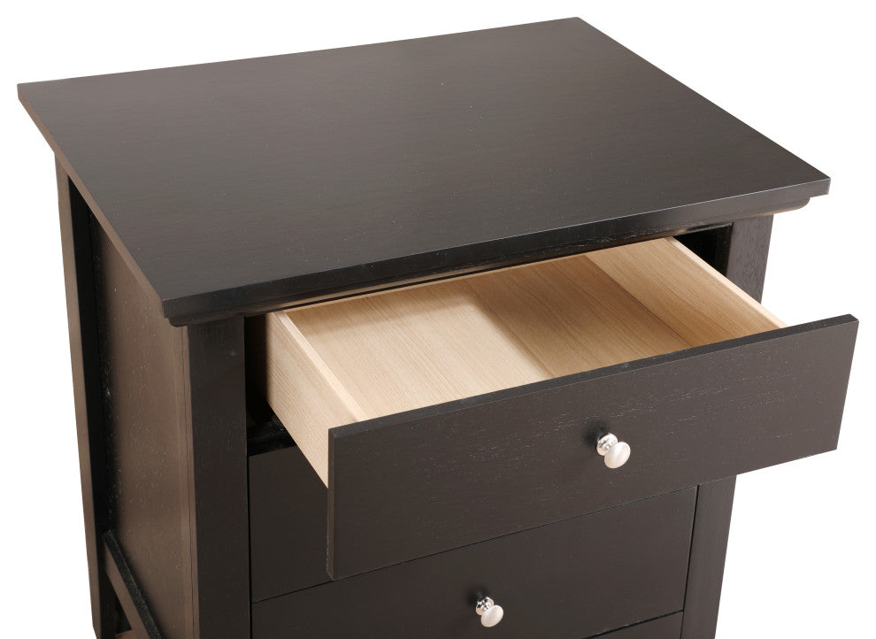 Whitley 3-Drawer Nightstand, Black