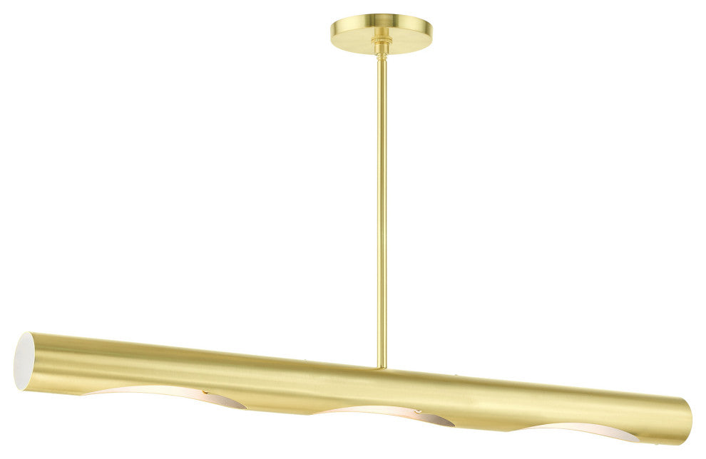 Satin Brass Contemporary, Minimal, Industrial, Urban, Sleek Linear Chandelier