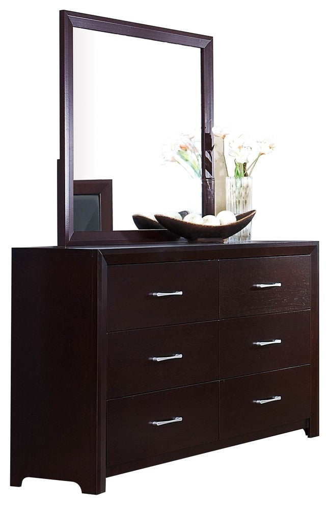 6-Piece Earnest Cal King Bed, 2 Nightstand, Dresser, Mirror, Chest Espresso