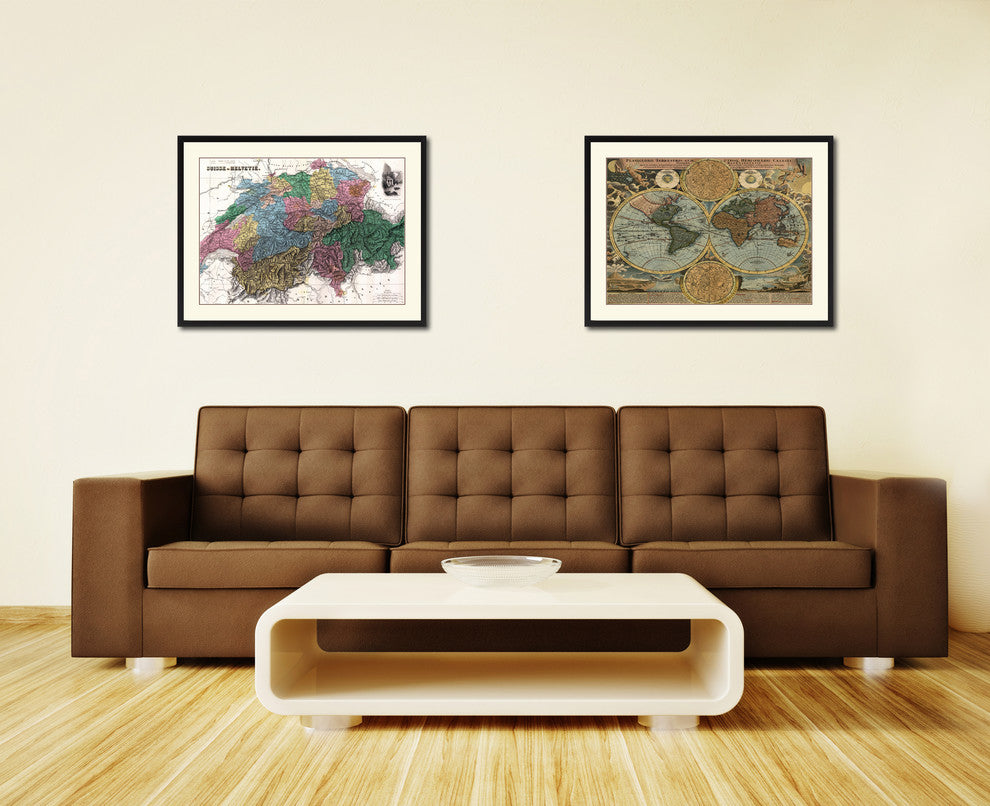 Switzerland Vintage Antique Map Wall Art, 16"x21"