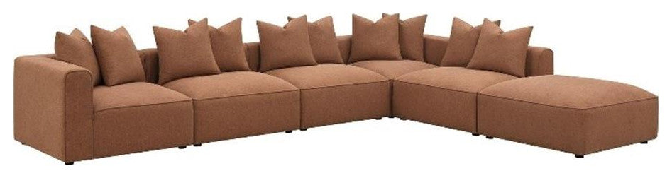 Coaster Jennifer 6-piece Fabric Upholstered Modular Sectional Terracotta
