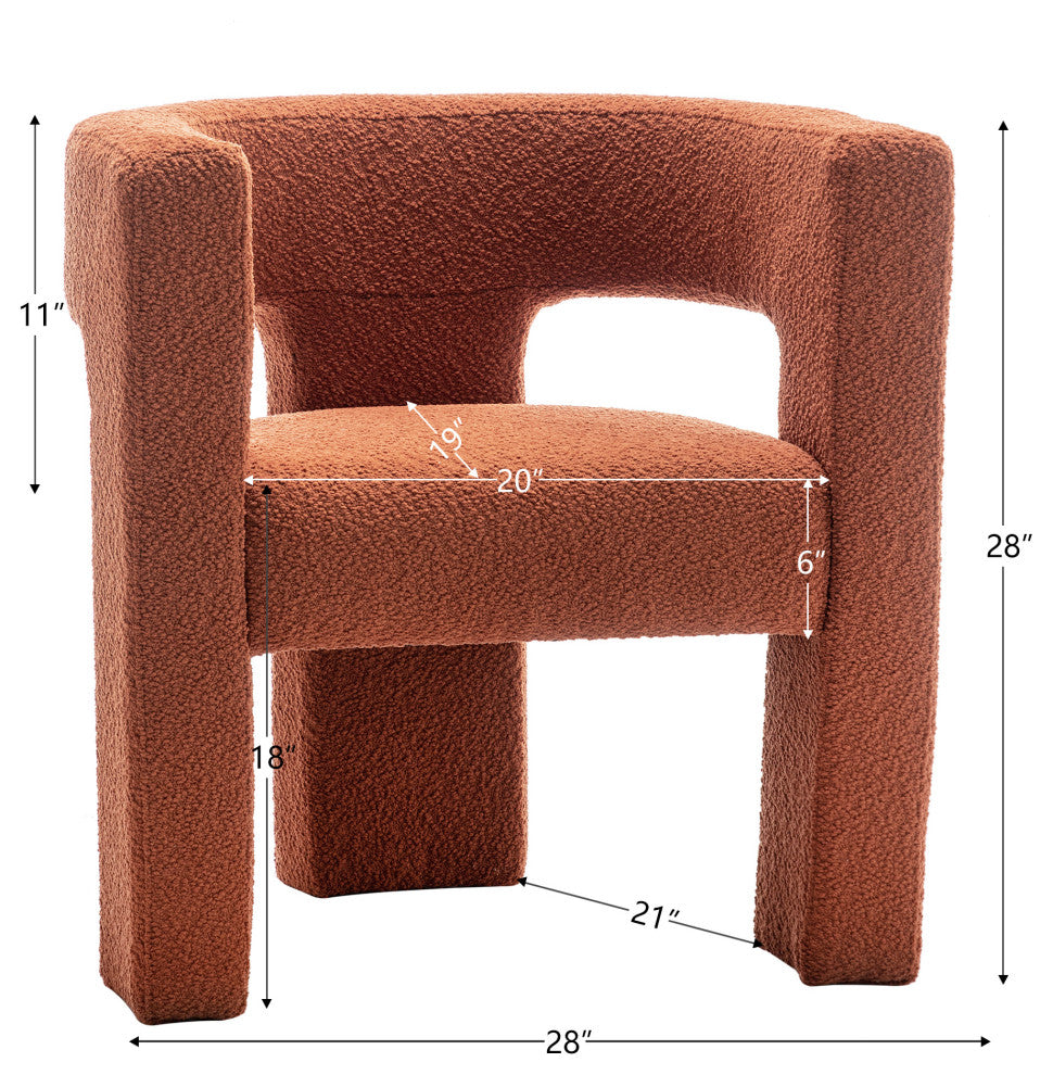 28" Wide Boucle Upholstered Square Armchair, Caramel