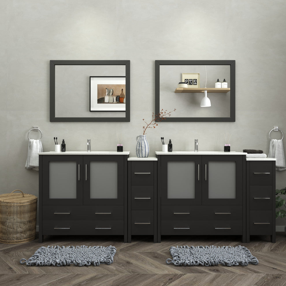 Vanity Art Vanity Set With Ceramic Top, 96", Espresso