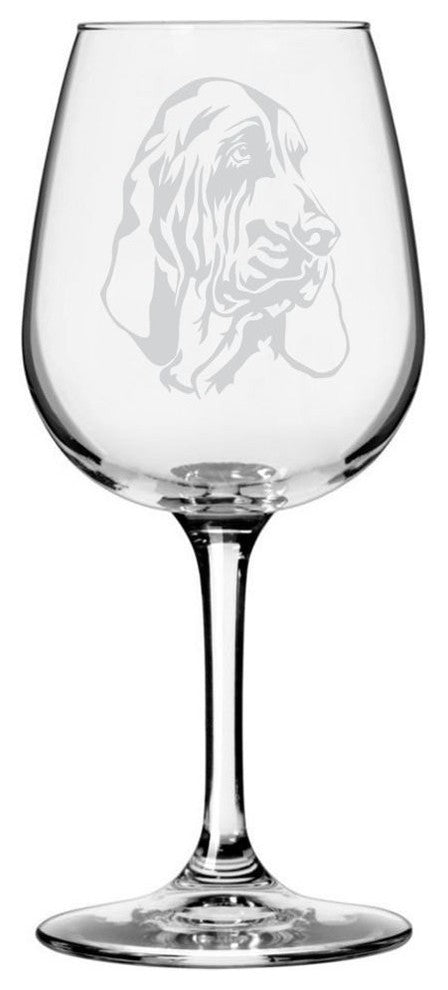 Bloodhound Dog Themed Etched All Purpose 12.75oz. Libbey Wine Glass