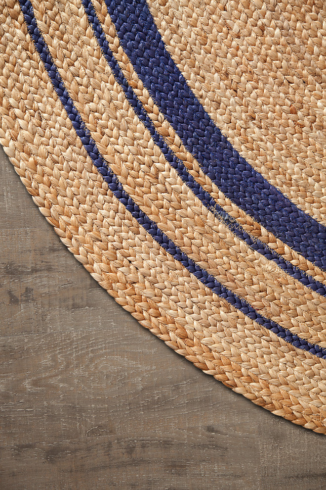 Kerala Midnight Round Jute Rug, 4'