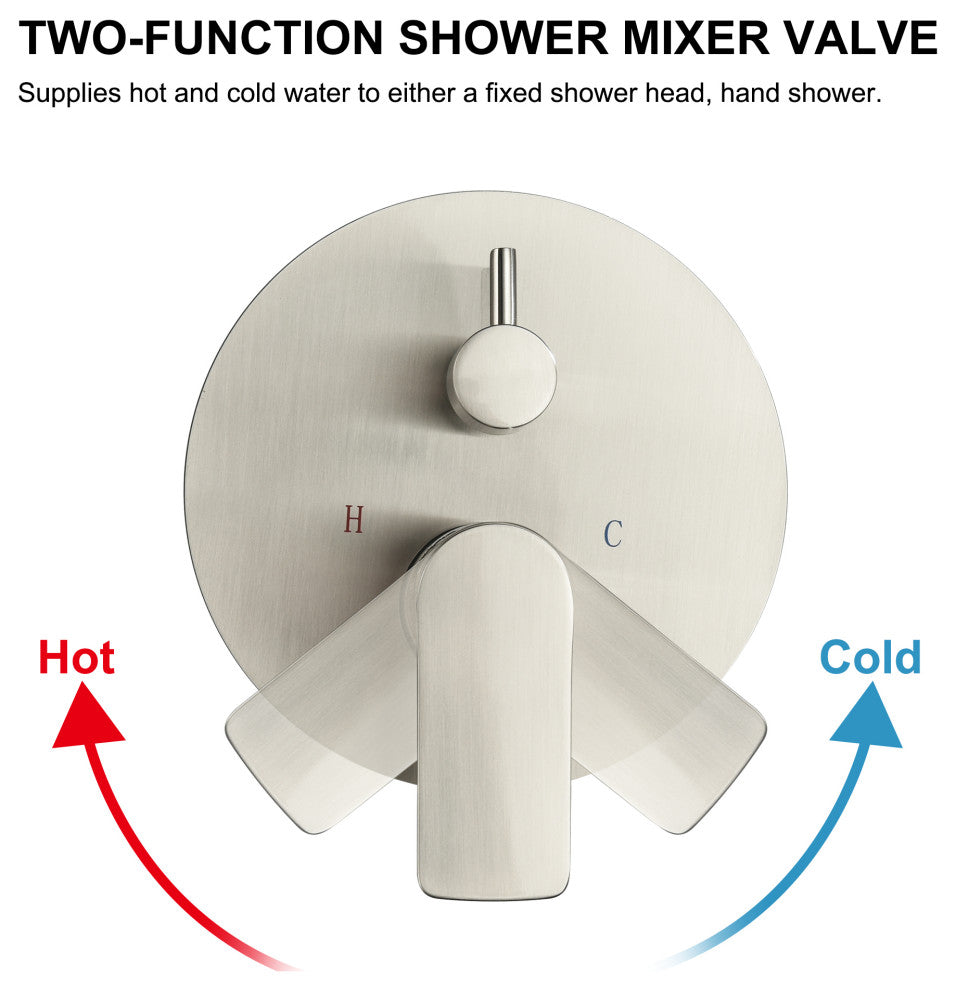 Complete Shower System With Rough-In Valve, Brushed Nickel