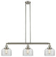 Large Bell 3-Light Island Light, Clear Glass, Satin Brush Nickel