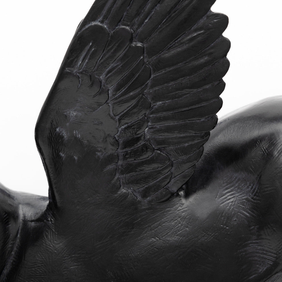 Hogbadi I White Resin Flying Pigs, Set Of 2, Black