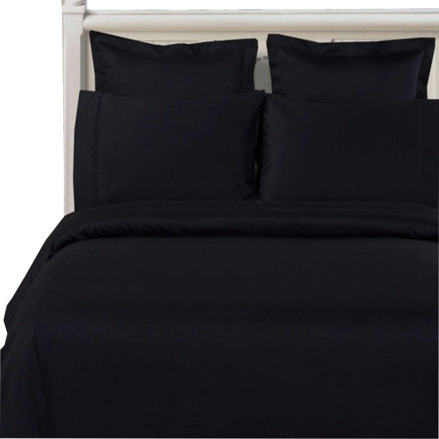 100% Microfiber Solid 3PC Duvet Cover Set, Black, Full/Queen