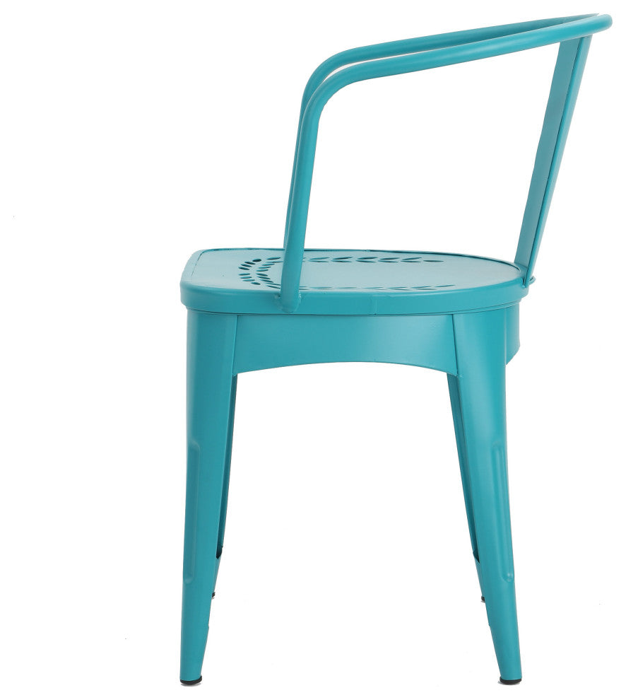 GDF Studio 3-Piece Leona Outdoor Iron Bistro Set, Matte Teal